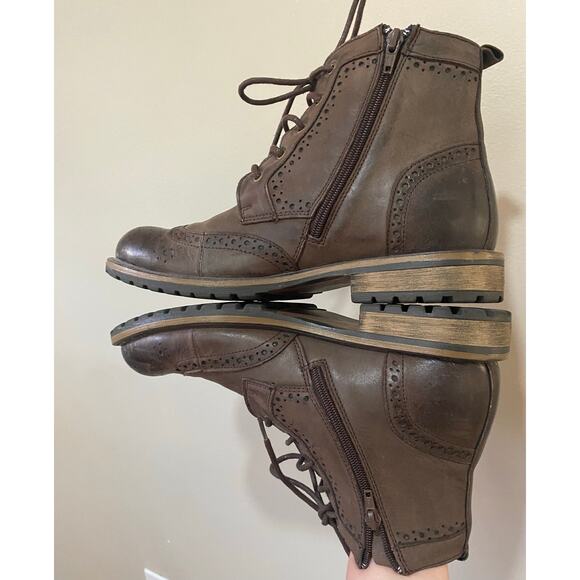 EUC Steve Madden Mens Leather Boots Sprocket Brown Size 11 Zip Wingtip main image 5